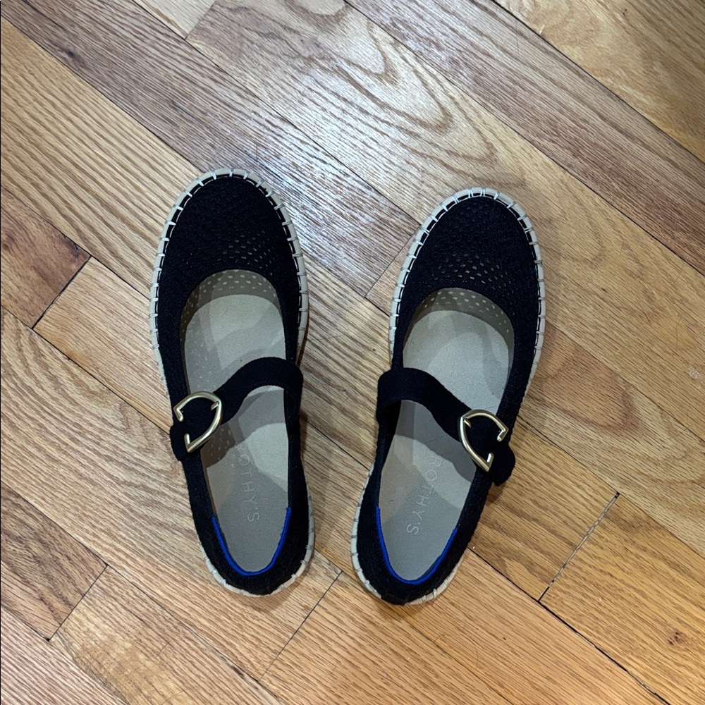 Rothy’s Black Espadrille Mary Jane’s 6.5